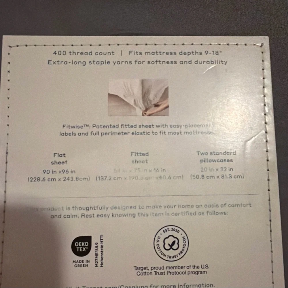 Casaluna Full 400 Thread Count Percale Sheet Set Dark Gray NEW